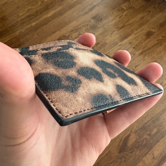 SAINT LAURENT  Calfskin Leopard Print Card Case Manto Naturale - Picture 6 of 6